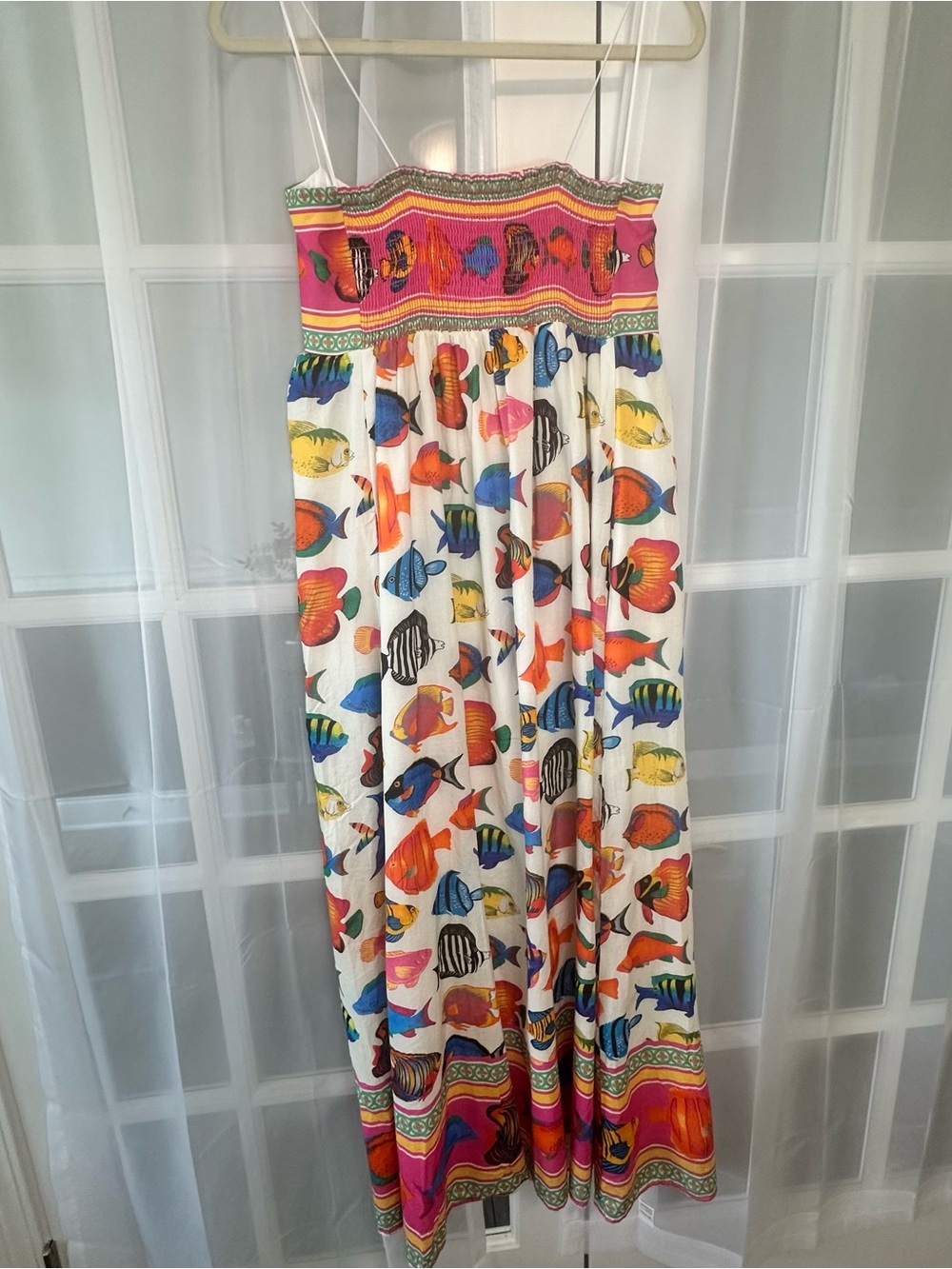 Mumu Skylar Maxi Dress Tropical Fish Spaghetti Strap Maxi Dress L - Picture 6 of 13